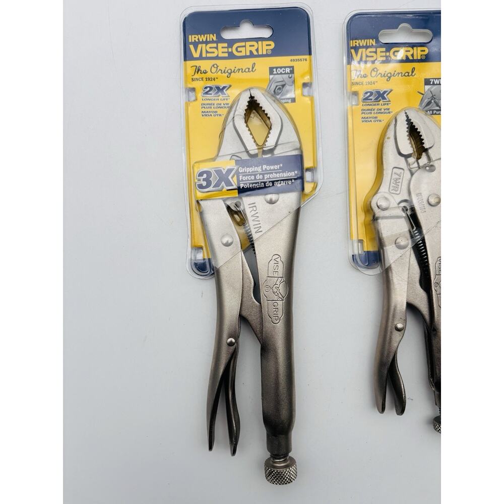 New. Set of 2 "The Original" Irwin 10CR & 7WR Vise Grip Locking Pliers Sealed - Picture 2 of 15